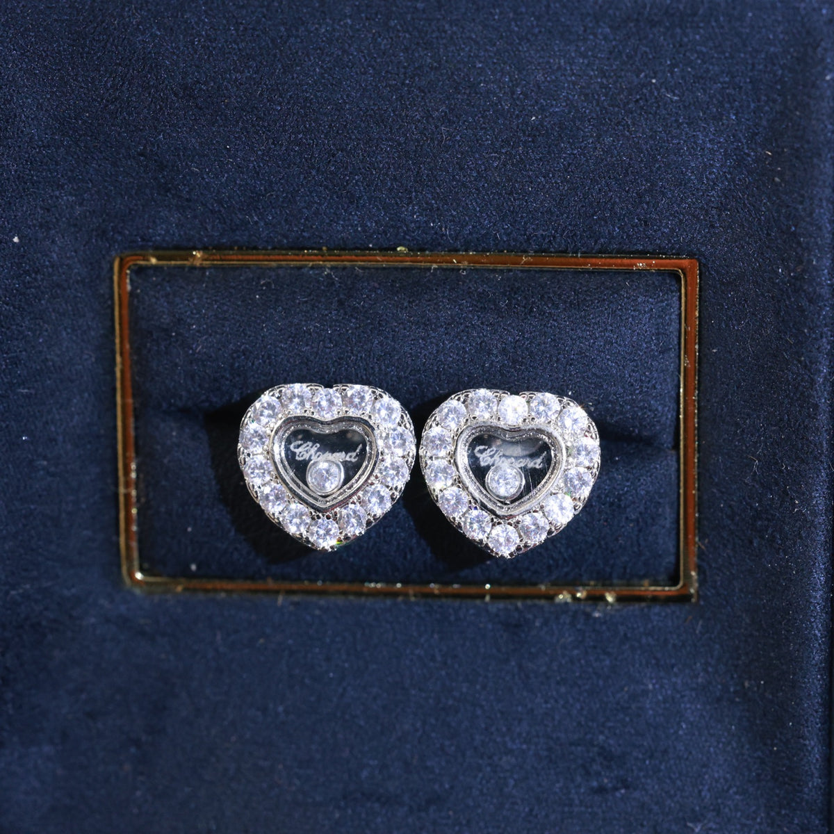Heart Crystal-Accent Stud Earrings – Heart Detail side detail
