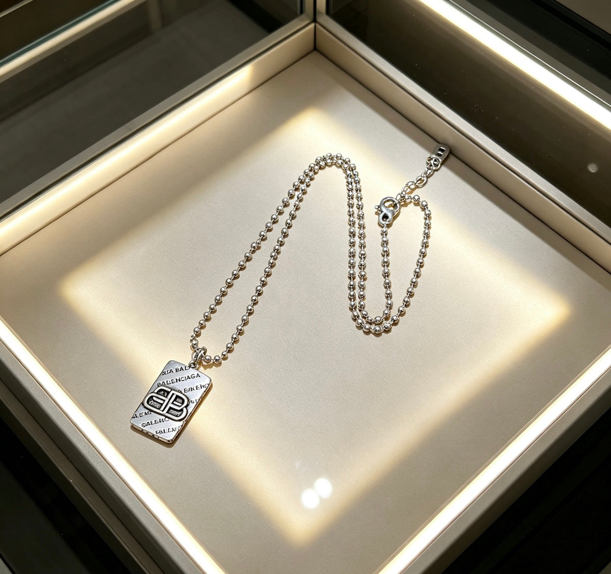 Geometric Emblem Pendant Necklace in Polished Metal-Tone – Vintage Detail – Design 013 main product view