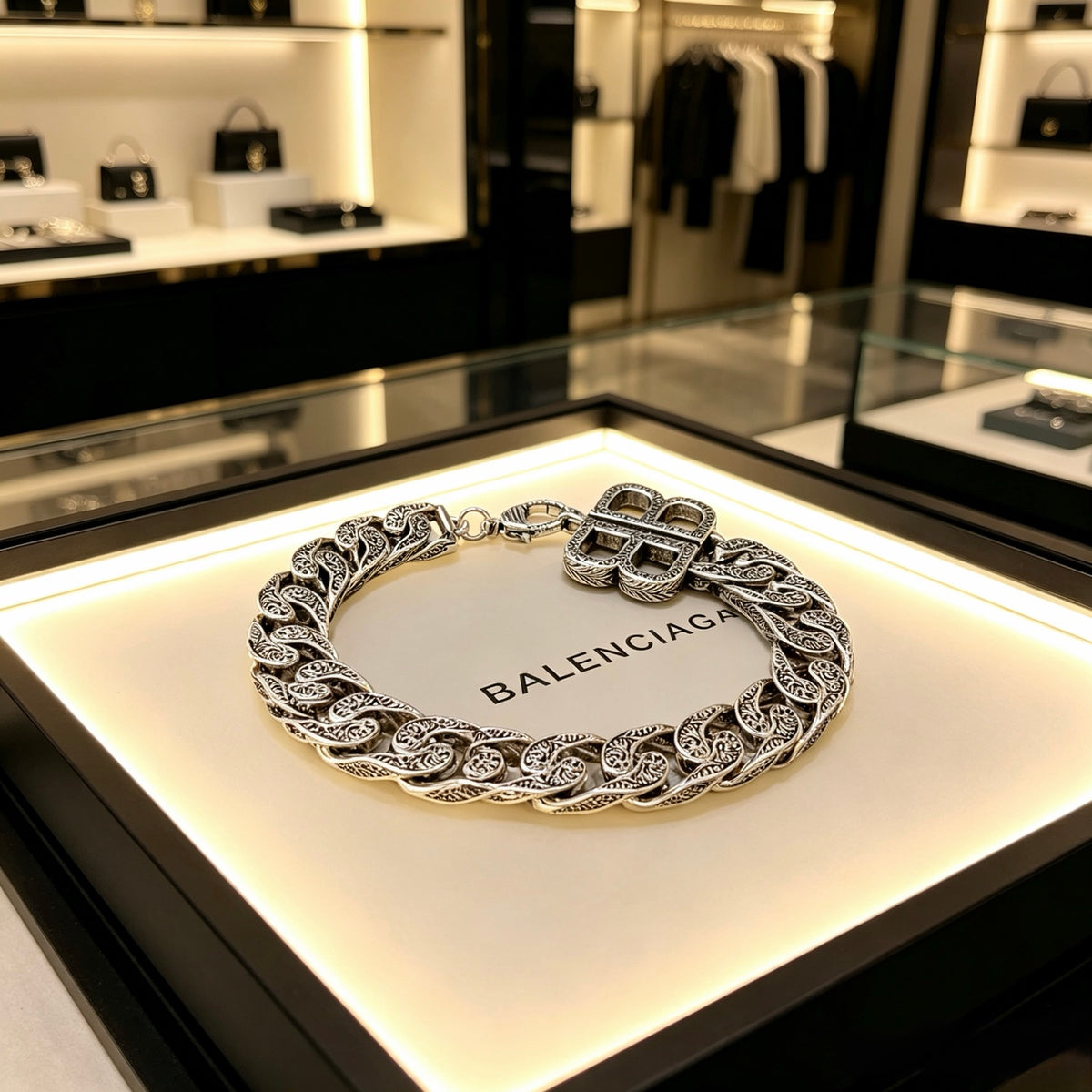 Geometric Emblem Bracelet in Polished Metal-Tone – Design 008 main product view