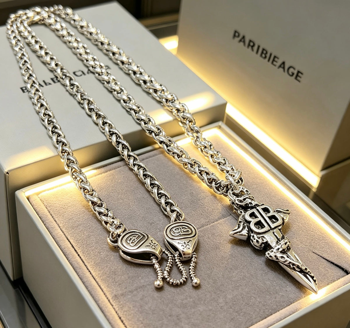 Geometric Emblem Pendant Necklace in Polished Metal-Tone – Vintage Detail – Design 009 detail view