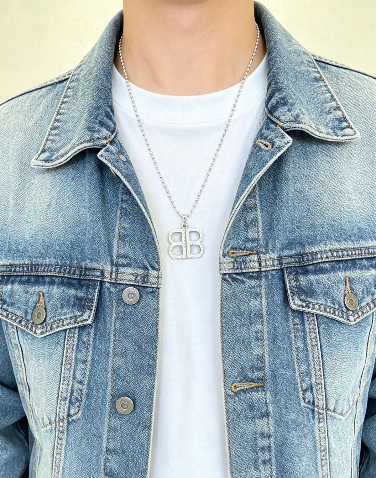 Geometric Emblem Pendant Necklace in Polished Metal-Tone – Vintage Detail – Design 007 styled product view