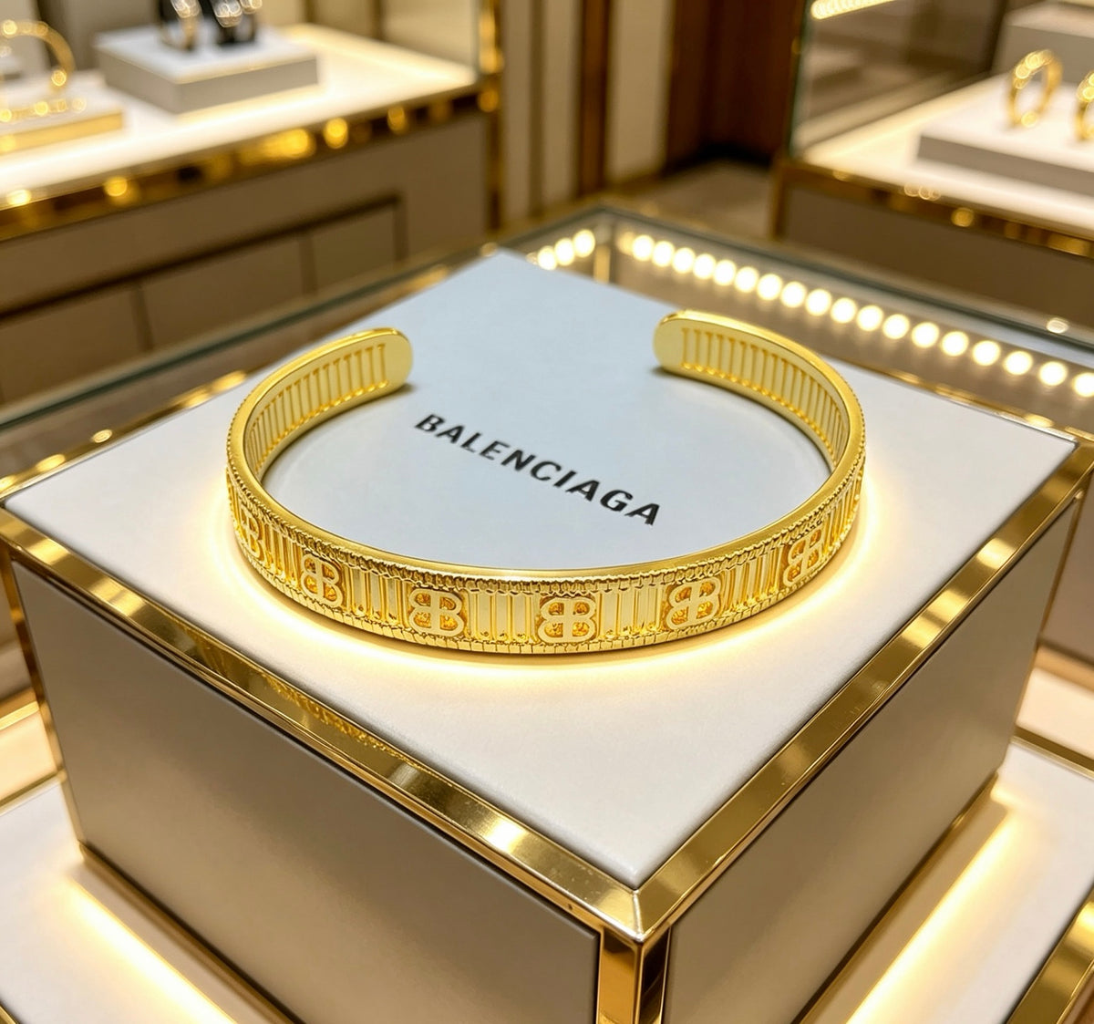 Geometric Emblem Bangle in Polished Metal-Tone – Design 002 main product view
