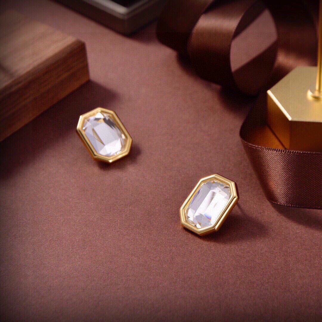 Geometric Emblem Stud Earrings in Gold-Tone – Design 002 main product view