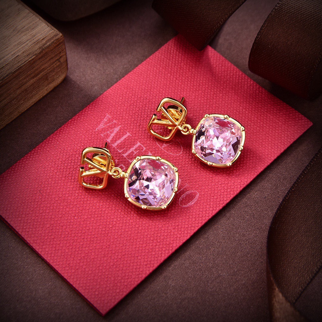 Signature Emblem Stud Earrings in Gold-Tone – Design 01 detail view