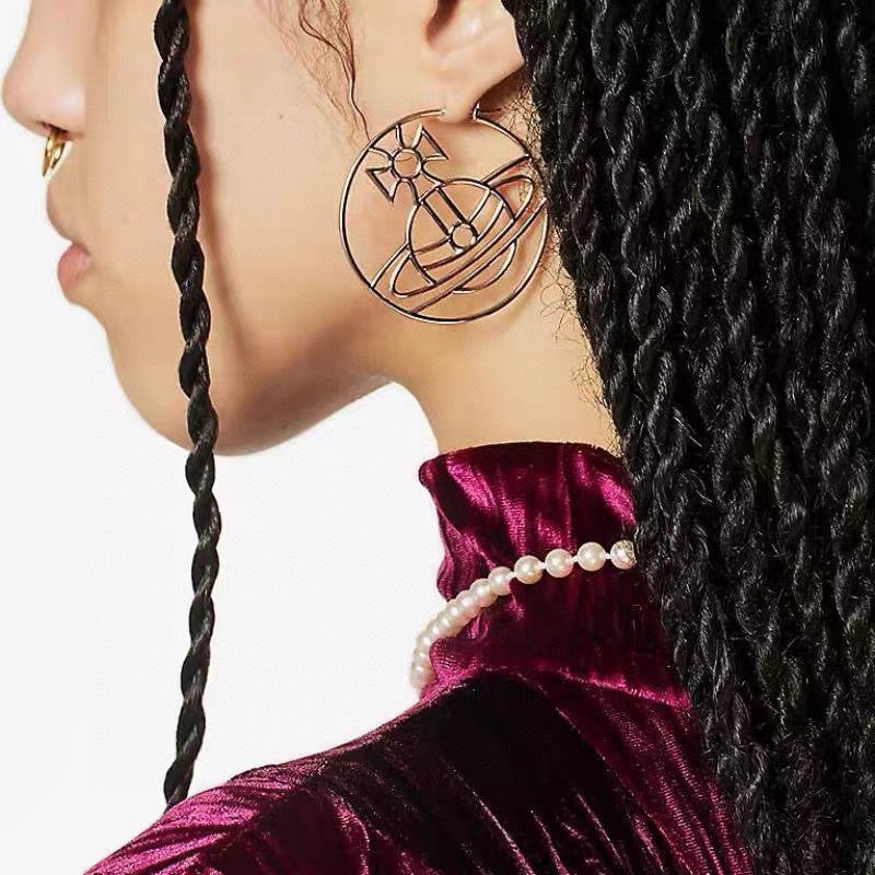 Orb Statement Earrings in Polished Metal-Tone – Design 004 styled product view