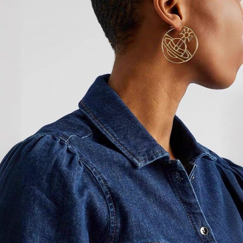 Orb Statement Earrings in Polished Metal-Tone – Design 004 main product view