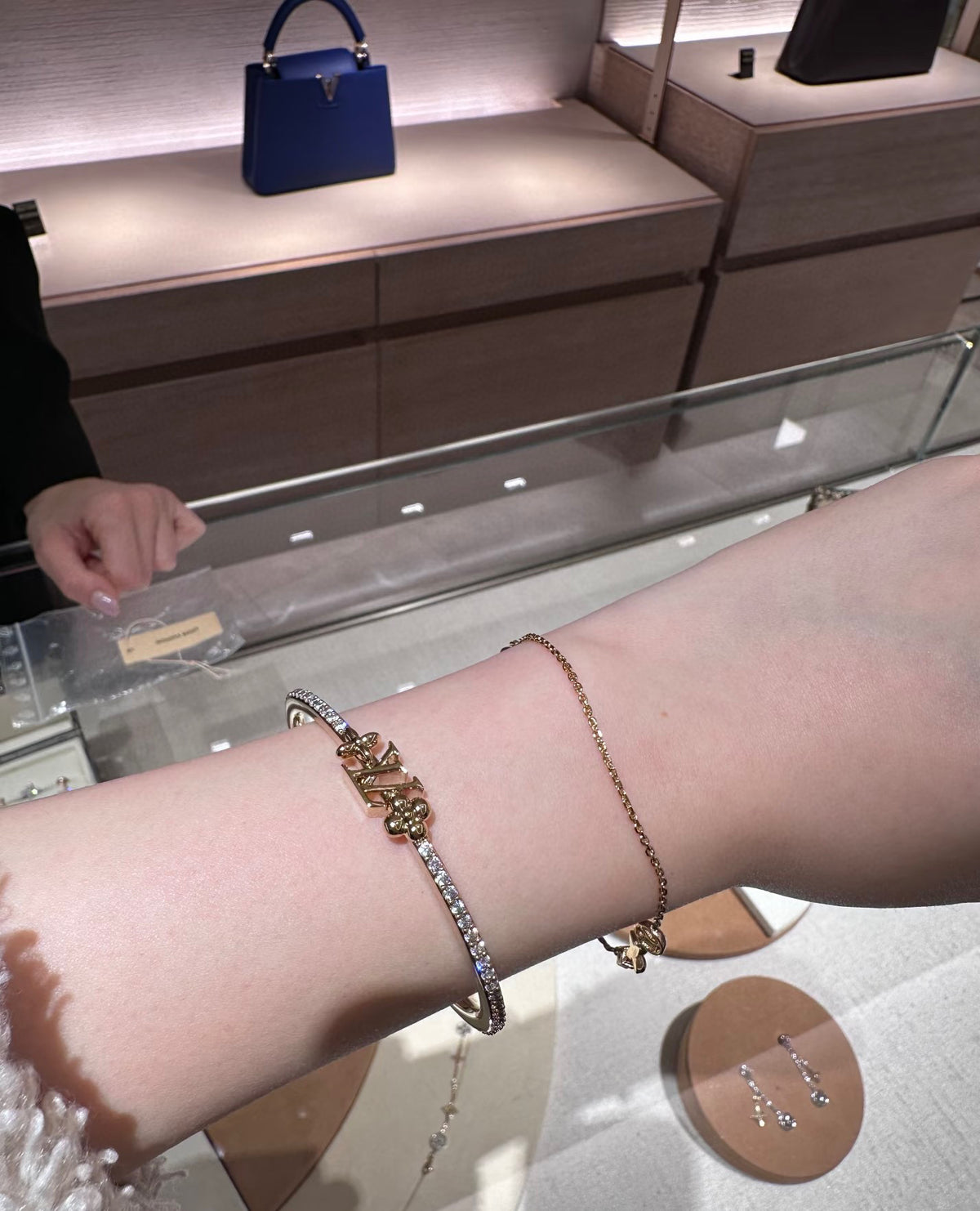 Letter Emblem Bangle in Polished Metal-Tone – Design 001 detail view