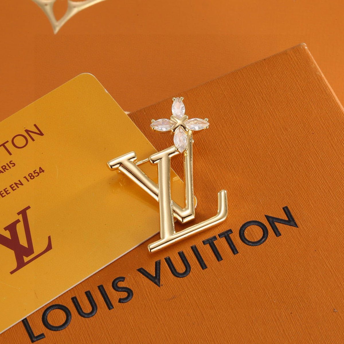 Letter Emblem Brooch in Polished Metal-Tone – Design 001 main product view