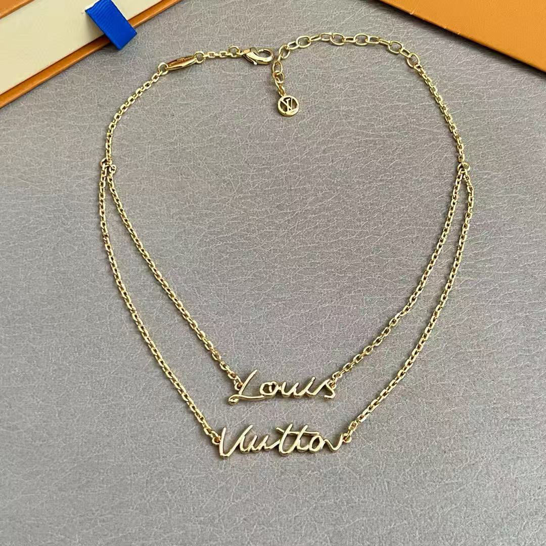 Letter Emblem Pendant Necklace in Polished Metal-Tone – Design 005 detail view