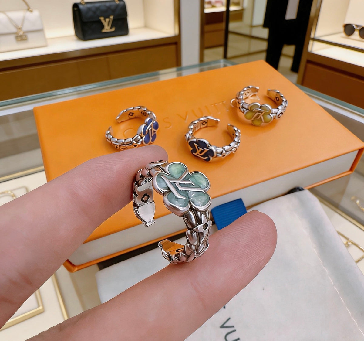 Geometric Emblem Statement Ring in Silver-Tone – Design 001 main product view