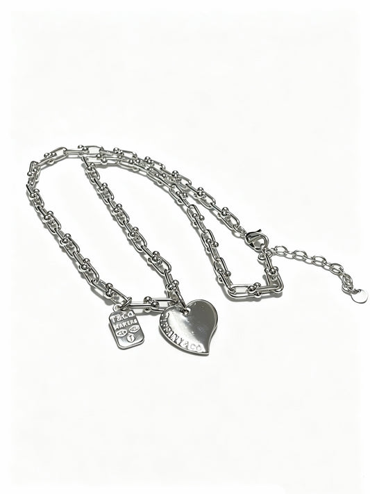 Signature Motif Pendant Necklace in Silver-Tone – Vintage Detail – Design 04 main product view