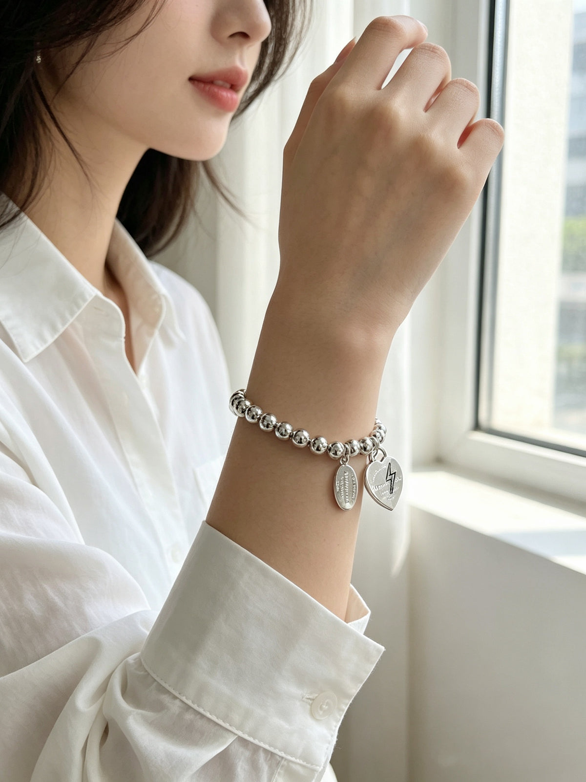 Signature Motif Bracelet in Silver-Tone – Vintage Detail – Design 06 front product view