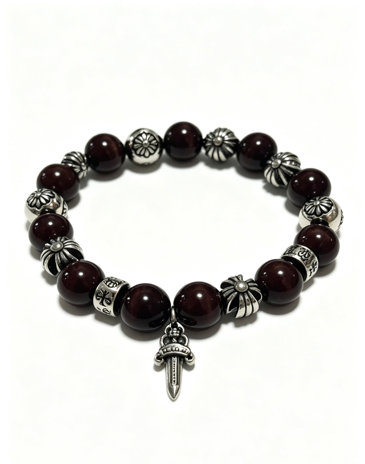 Cross Statement Bracelet in Antique Silver-Tone – Agate Detail main product view
