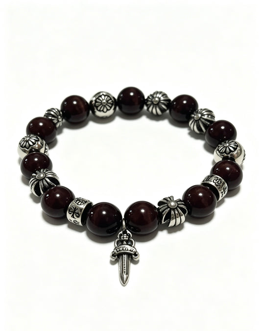 Cross Statement Bracelet in Antique Silver-Tone – Agate Detail main product view