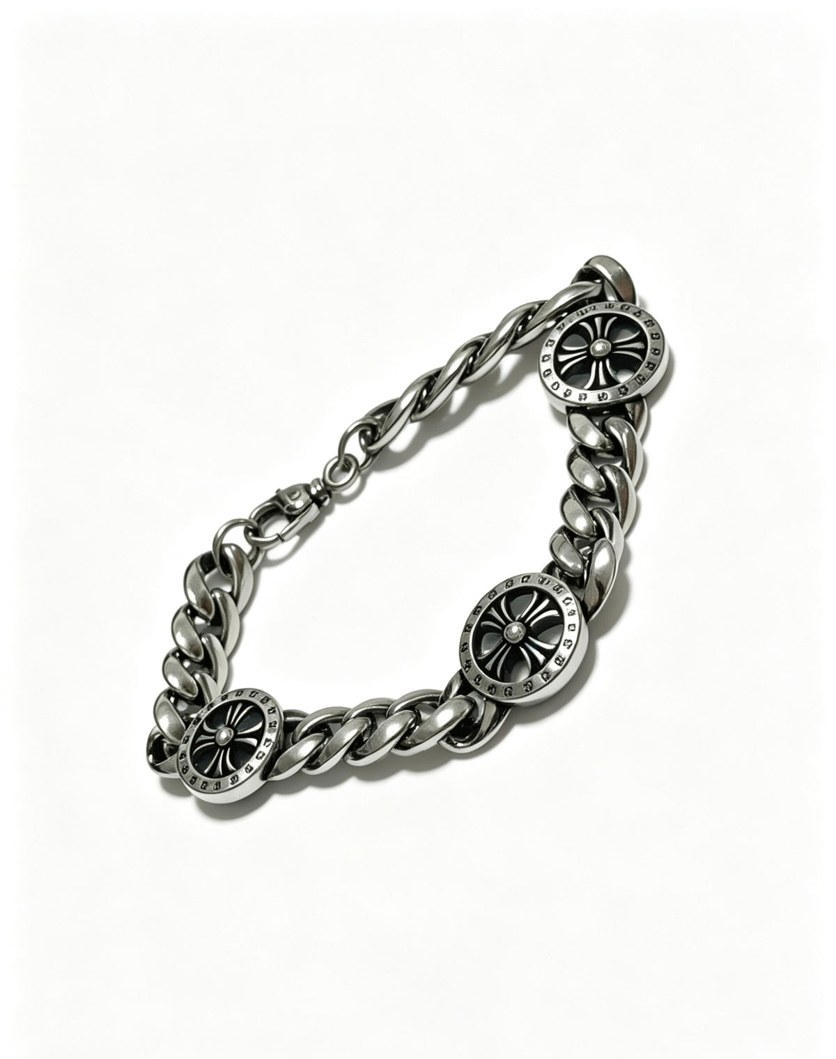 Signature Emblem Bracelet in Polished Metal-Tone – Design 002 detail view
