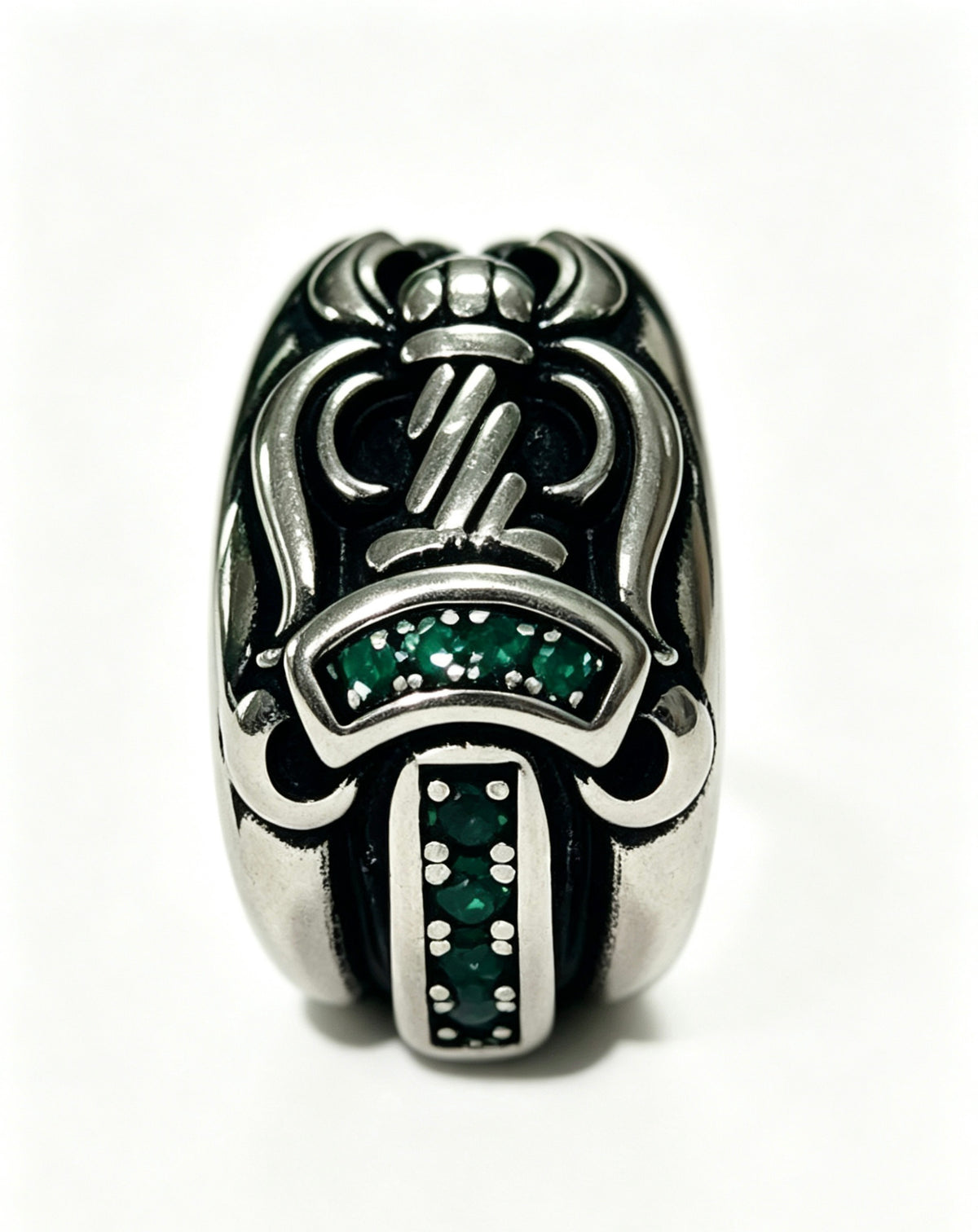 Signature Emblem Statement Ring in Polished Metal-Tone – Design 008 styled product view
