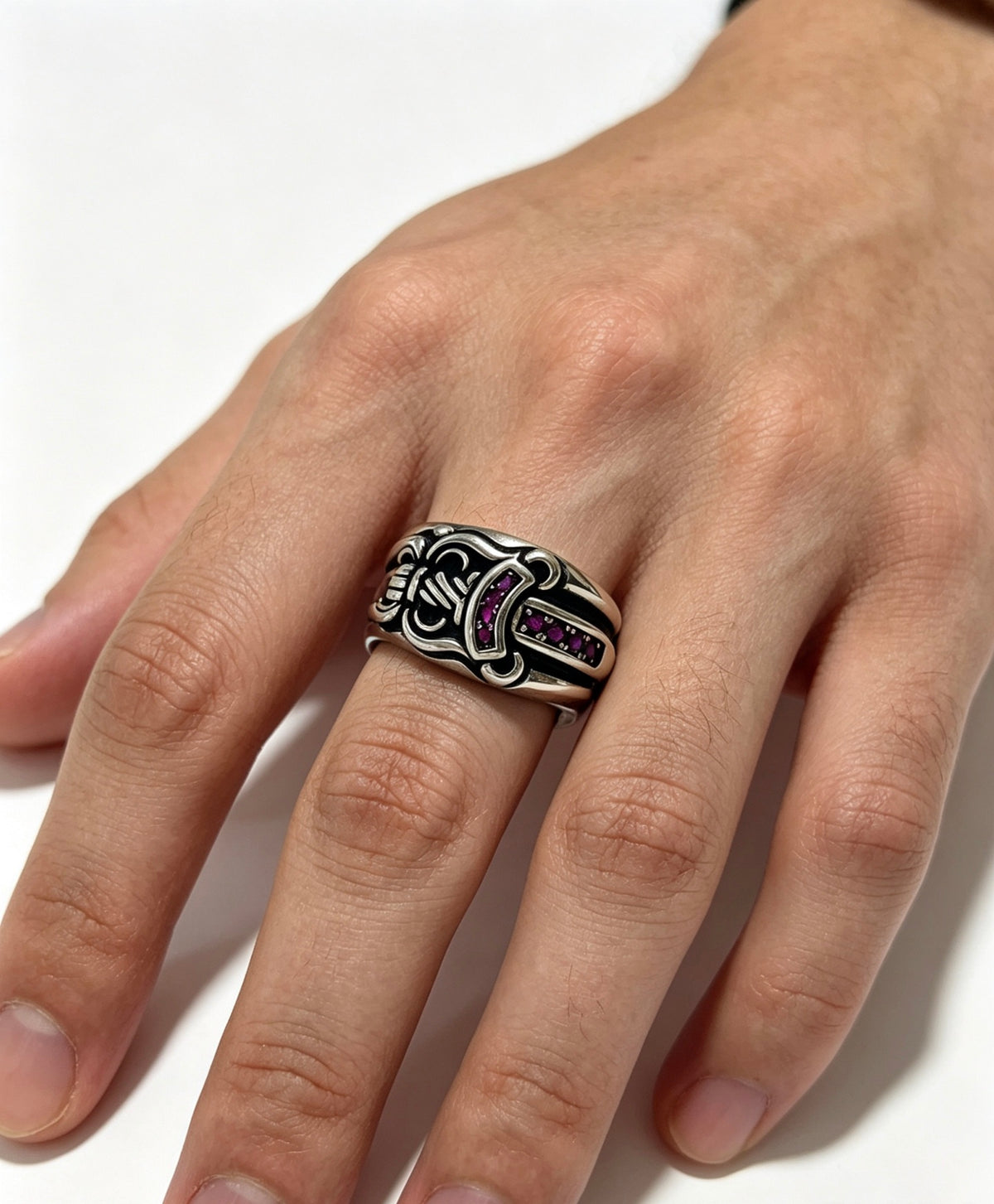 Cross Statement Ring in Metal-Tone – Design 07 detail view