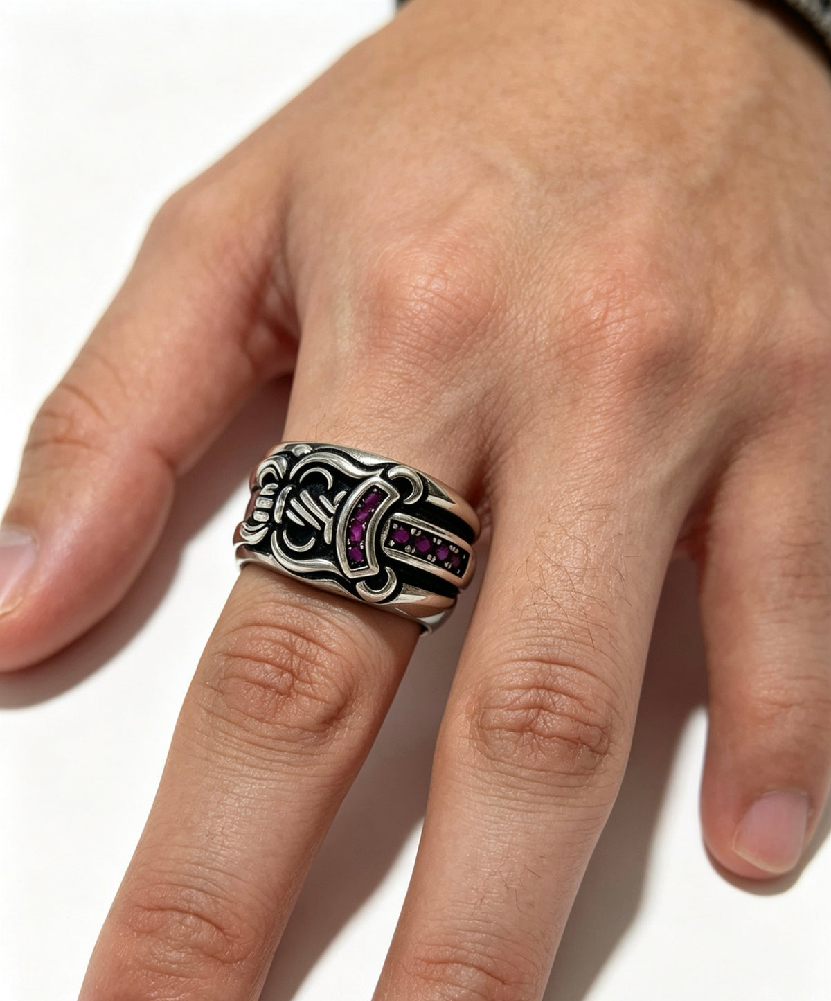 Cross Statement Ring in Metal-Tone – Design 07 side detail