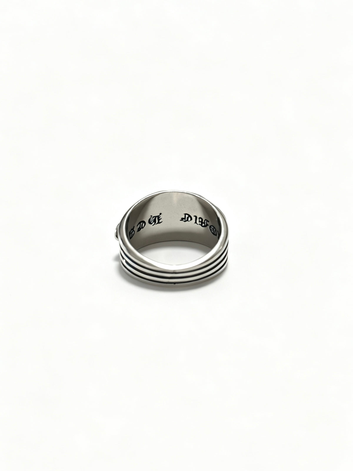 Signature Emblem Statement Ring in Polished Metal-Tone – Design 007 side detail
