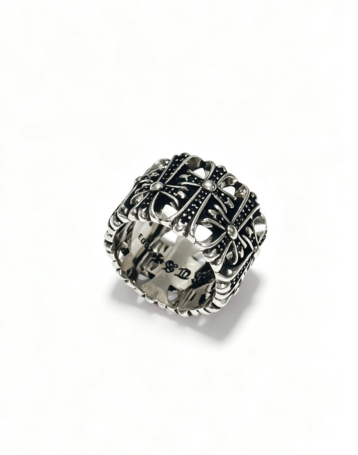 Signature Emblem Statement Ring in Polished Metal-Tone – Design 006 front product view