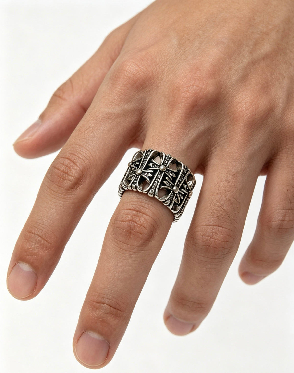 Signature Emblem Statement Ring in Polished Metal-Tone – Design 005 main product view