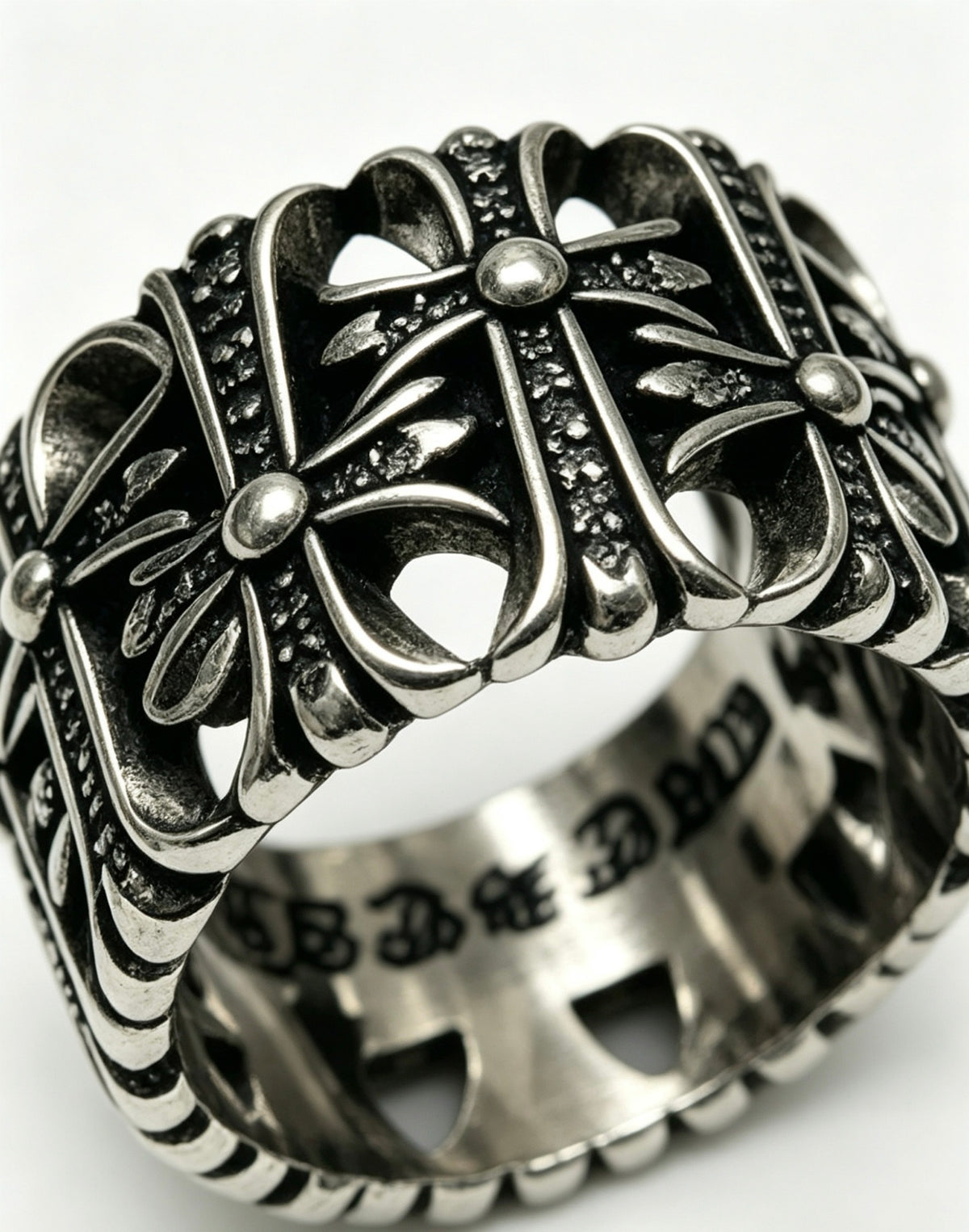 Cross Statement Ring in Metal-Tone – Design 05 close-up detail