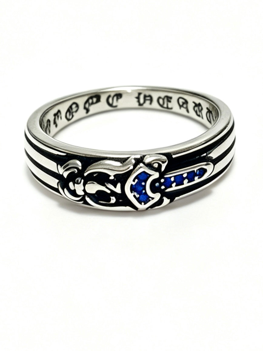 Signature Emblem Statement Ring in Polished Metal-Tone – Design 002 side detail