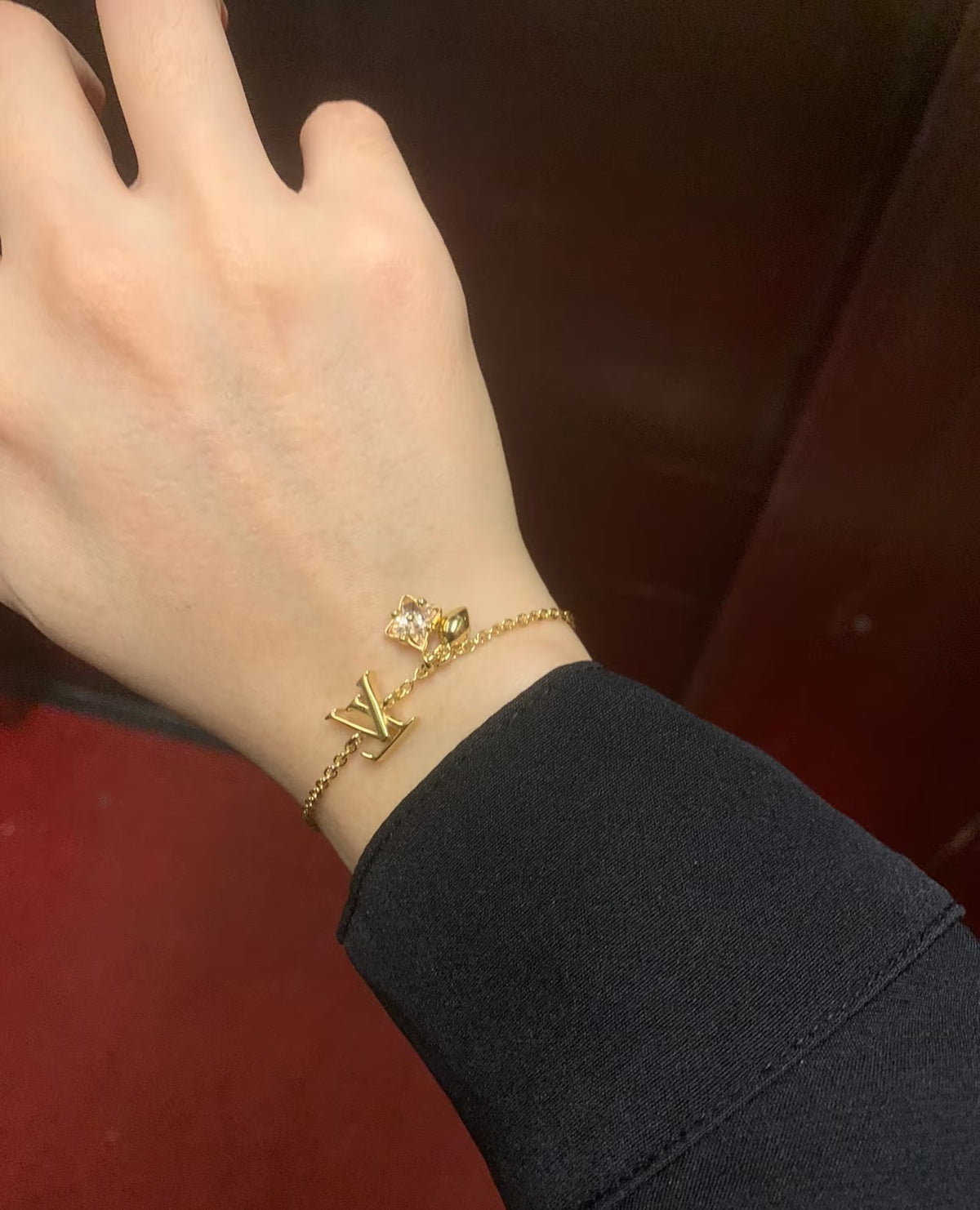 Letter Emblem Bracelet in Polished Metal-Tone – Design 003 close-up detail