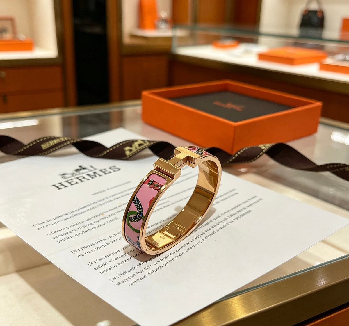 Horse Bangle in Gold-Tone – Enamel Detail – Design 010 side detail