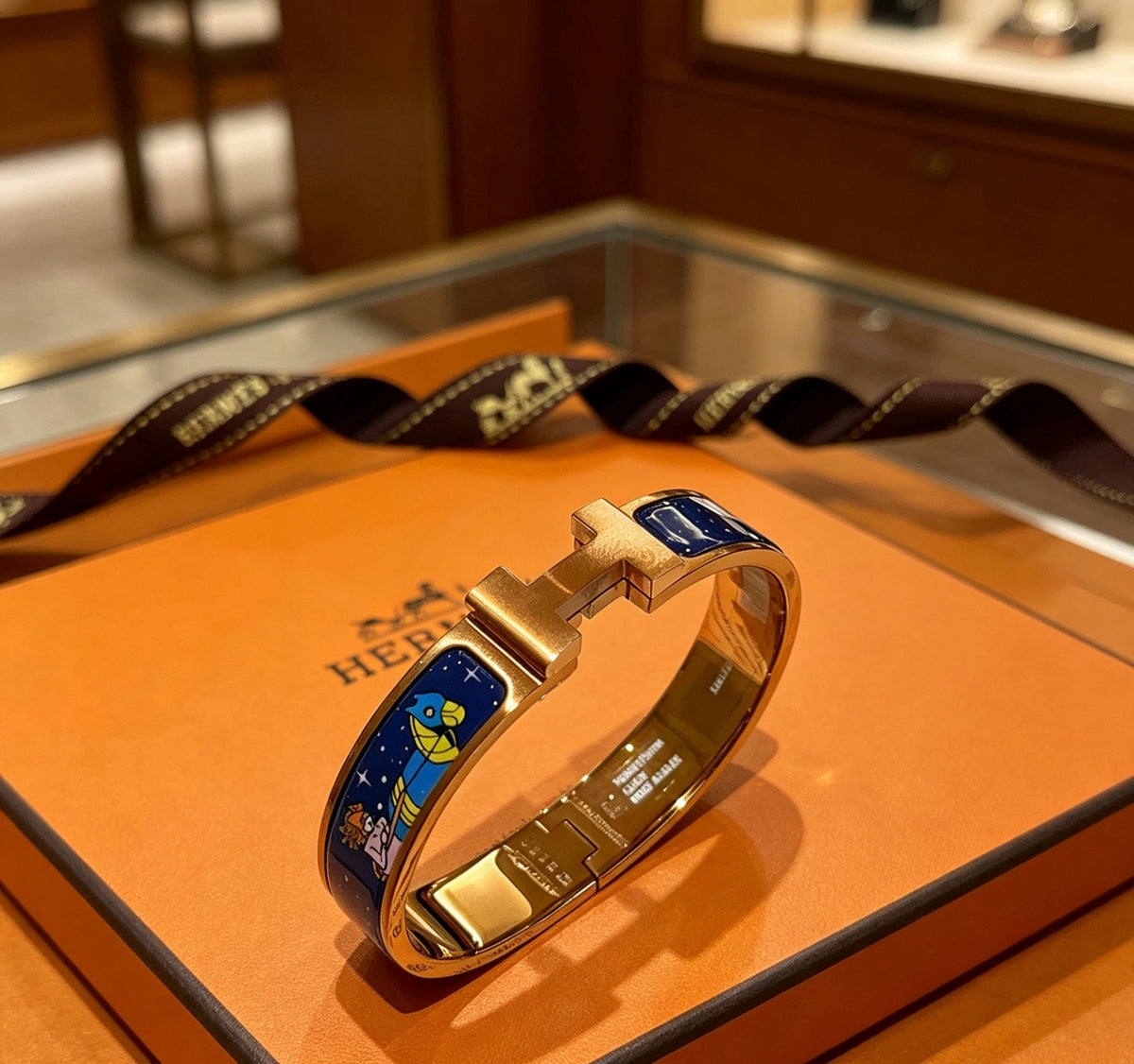 Horse Bangle in Gold-Tone – Enamel Detail – Design 009 main product view
