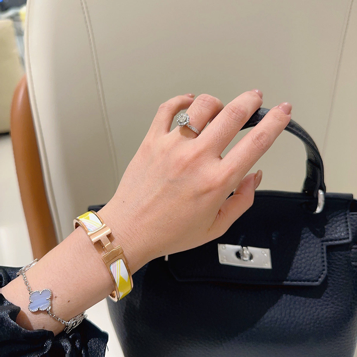 Horse Bangle in Gold-Tone – Enamel Detail – Design 006 styled product view