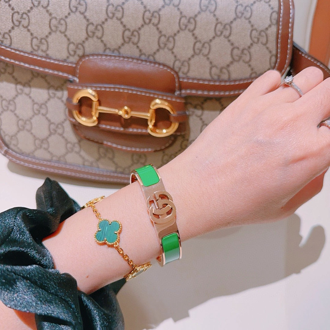 Double-G Emblem Bangle in Gold-Tone – Design 004 styled product view
