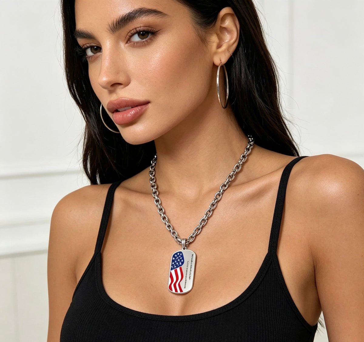 Double-G Emblem Pendant Necklace in Polished Metal-Tone – Design 016 front product view