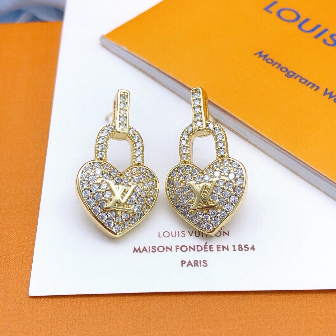 Heart Stud Earrings in Gold-Tone – Design 001 front product view