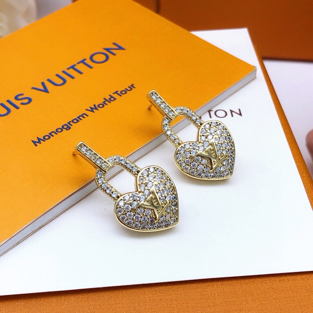 Heart Stud Earrings in Gold-Tone – Design 001 front product view