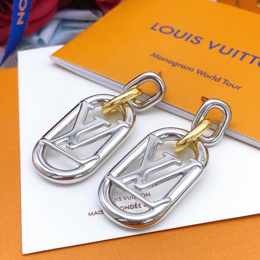Geometric Emblem Stud Earrings in Gold-Tone – Design 002 styled product view
