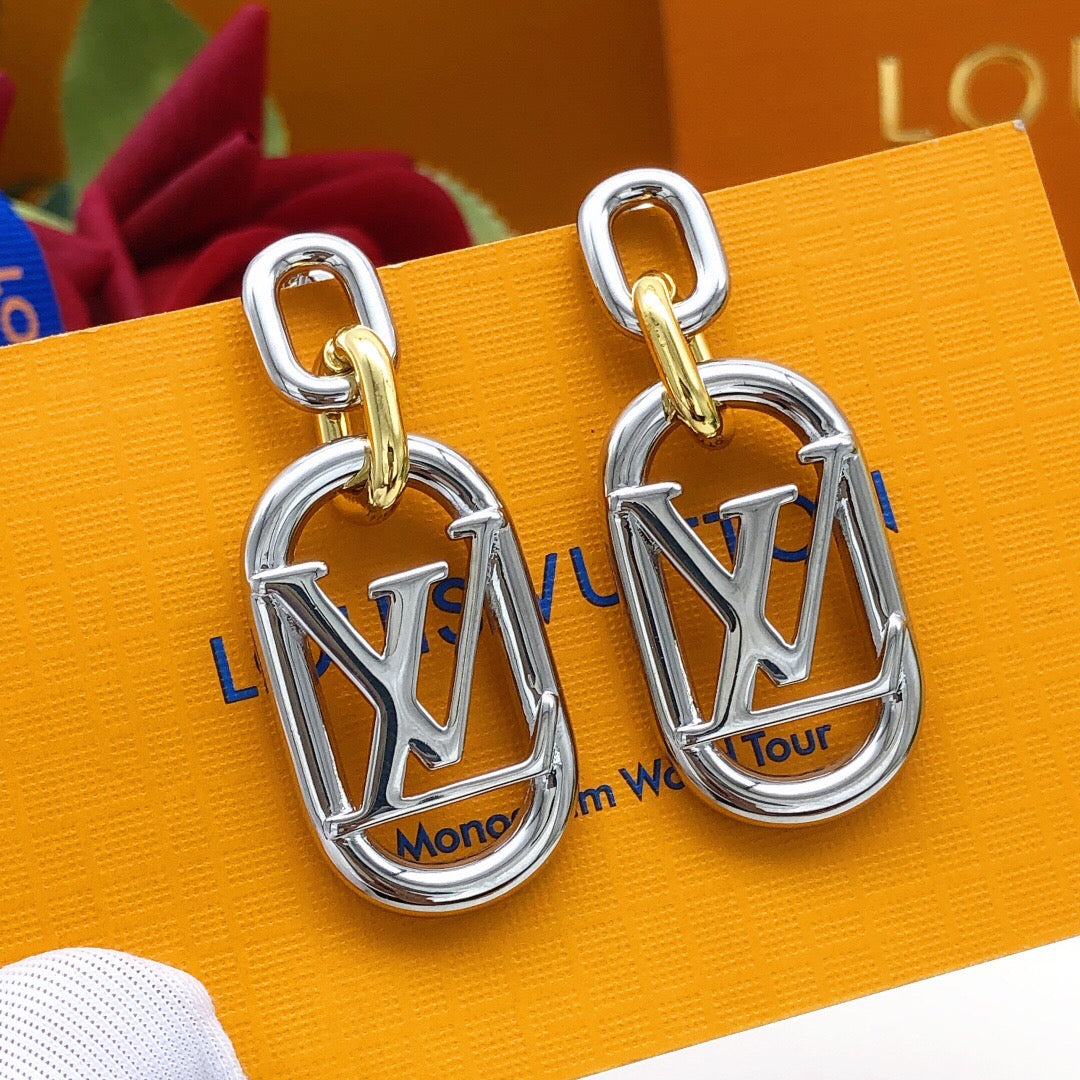 Geometric Emblem Stud Earrings in Gold-Tone – Design 002 main product view
