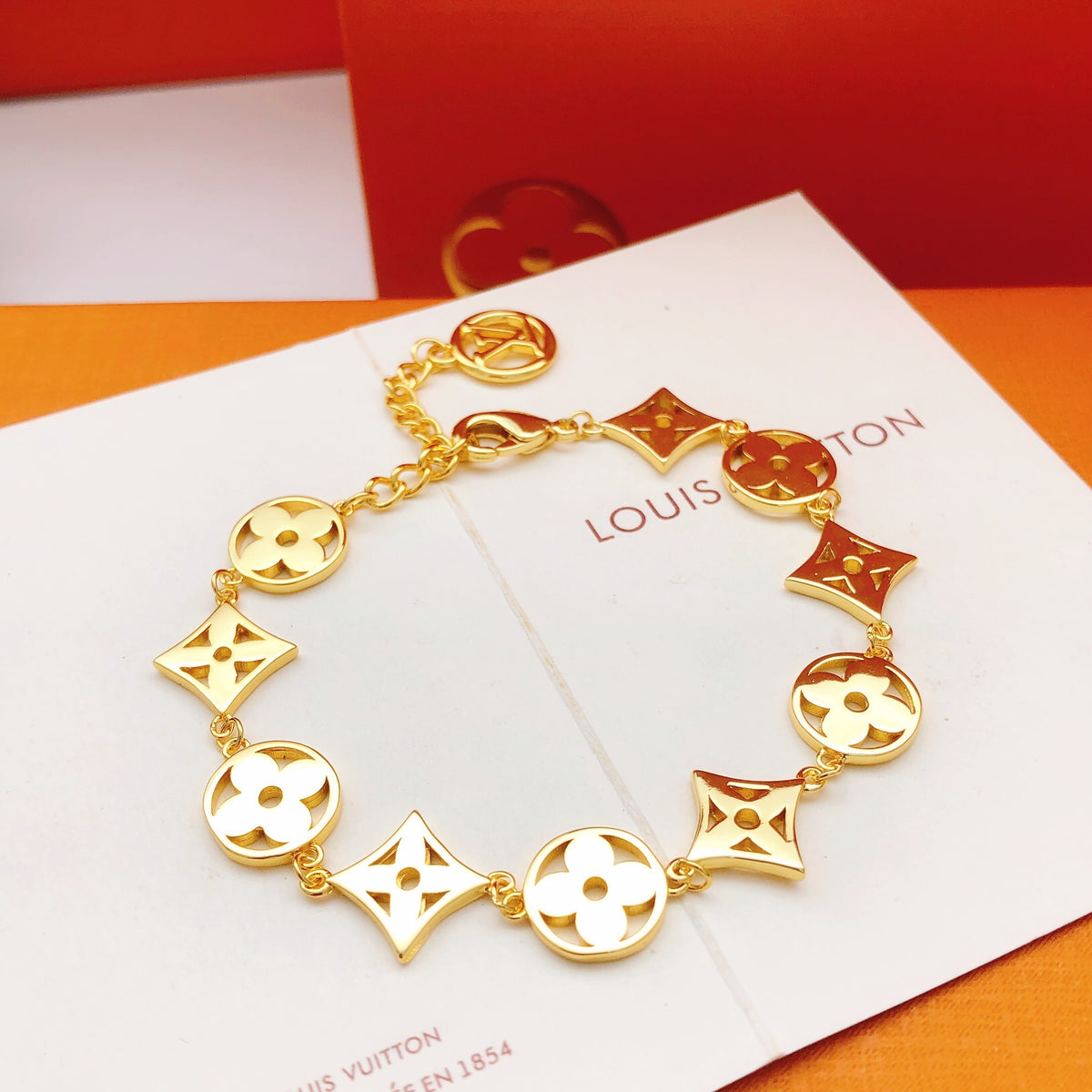 Geometric Emblem Bracelet in Gold-Tone – Design 006 front product view
