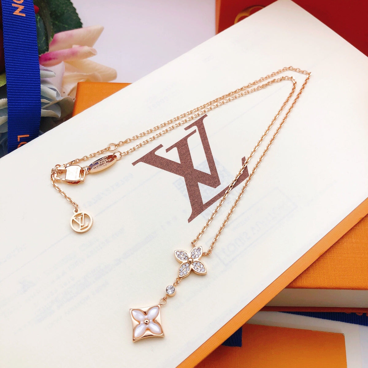 Geometric Emblem Pendant Necklace in Rose-Gold-Tone – Rose Gold Detail – Design 003 main product view