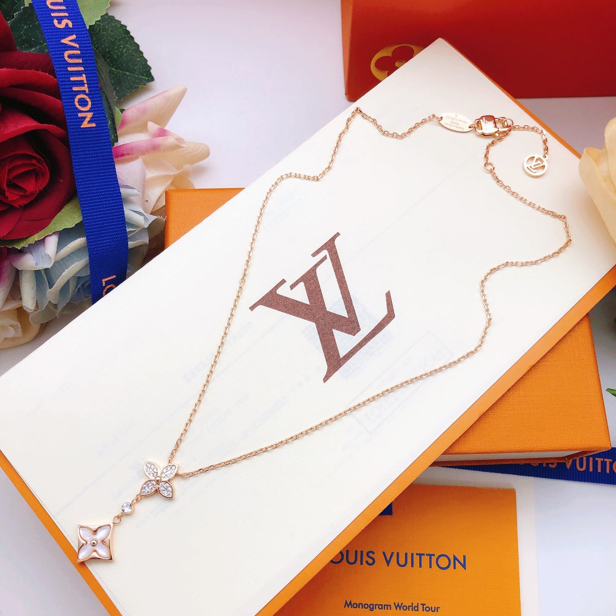 Geometric Emblem Pendant Necklace in Rose-Gold-Tone – Rose Gold Detail – Design 003 styled product view
