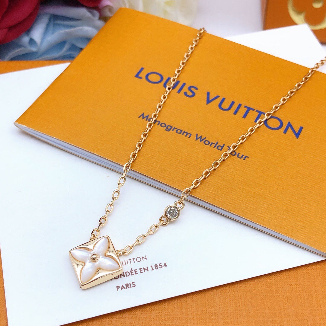Geometric Emblem Pendant Necklace in Rose-Gold-Tone – Rose Gold Detail – Design 002 main product view