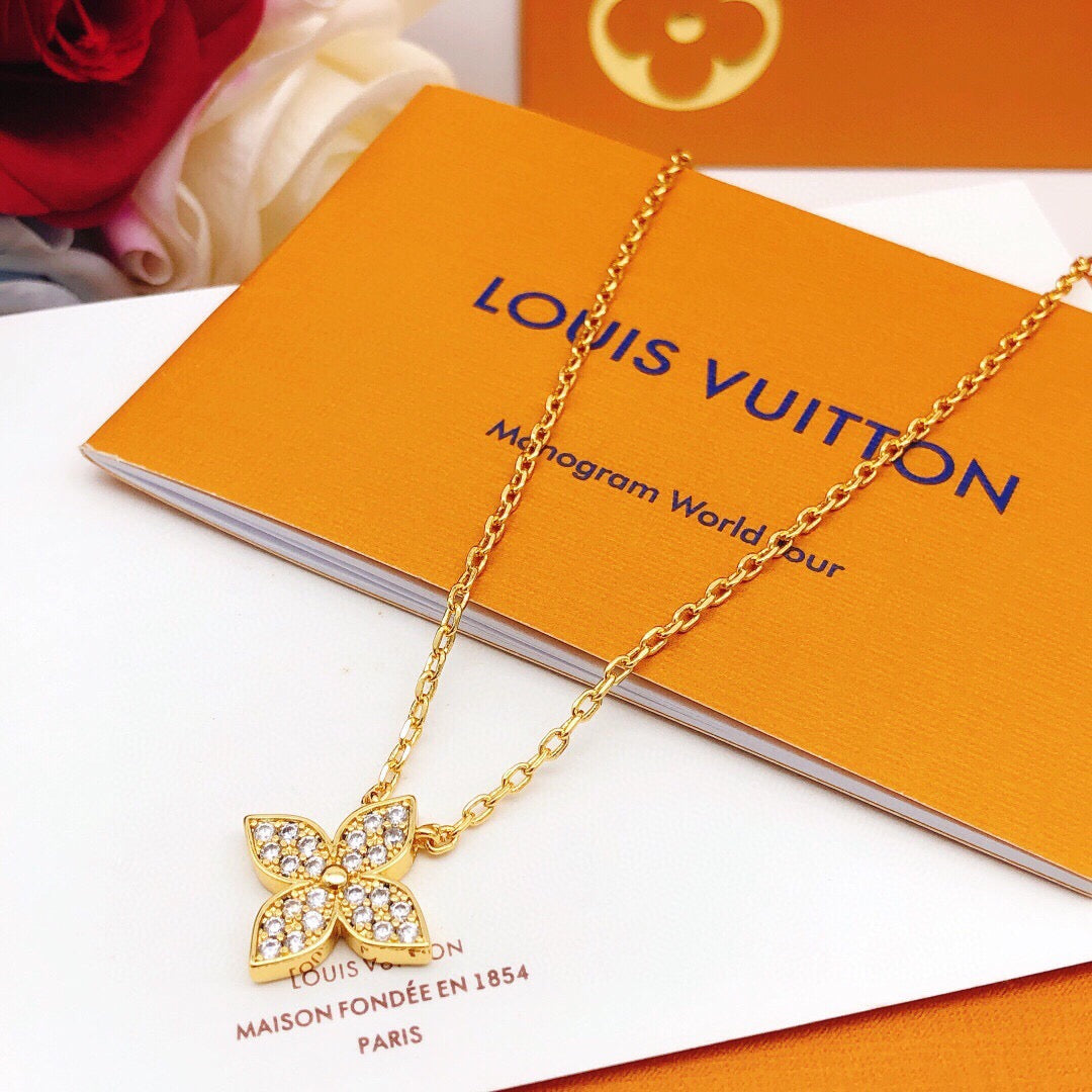 Geometric Emblem Pendant Necklace in Gold-Tone – Design 002 front product view