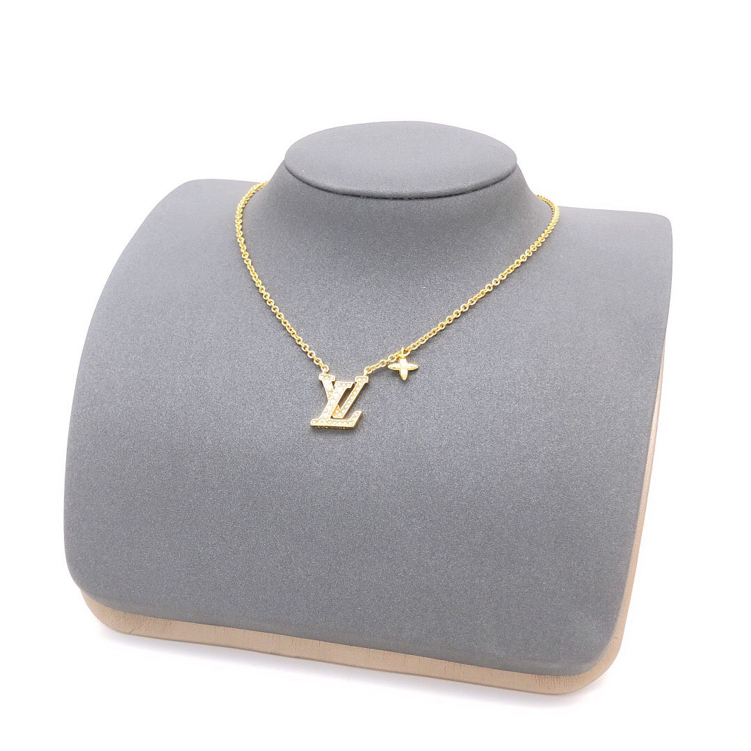 Geometric Emblem Pendant Necklace in Polished Metal-Tone – Pearl Detail front product view
