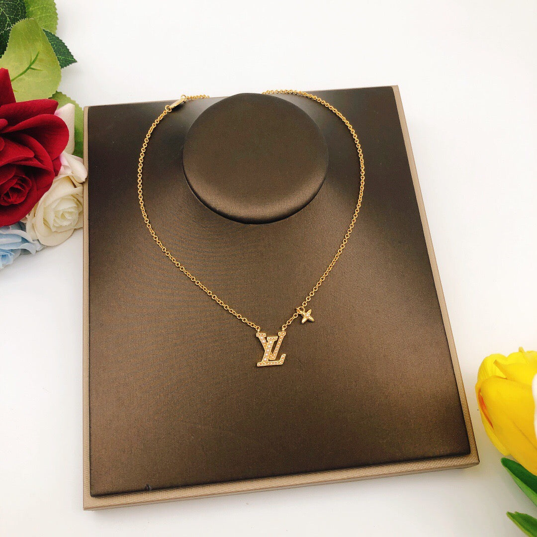 Geometric Emblem Pendant Necklace in Polished Metal-Tone – Pearl Detail main product view