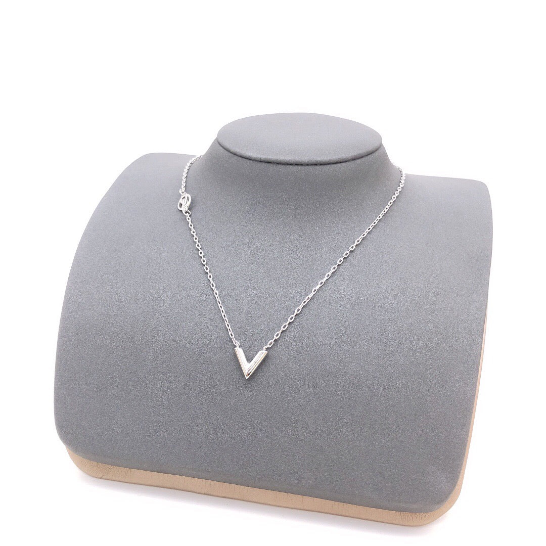 Geometric Emblem Pendant Necklace in Silver-Tone – Silver Detail main product view