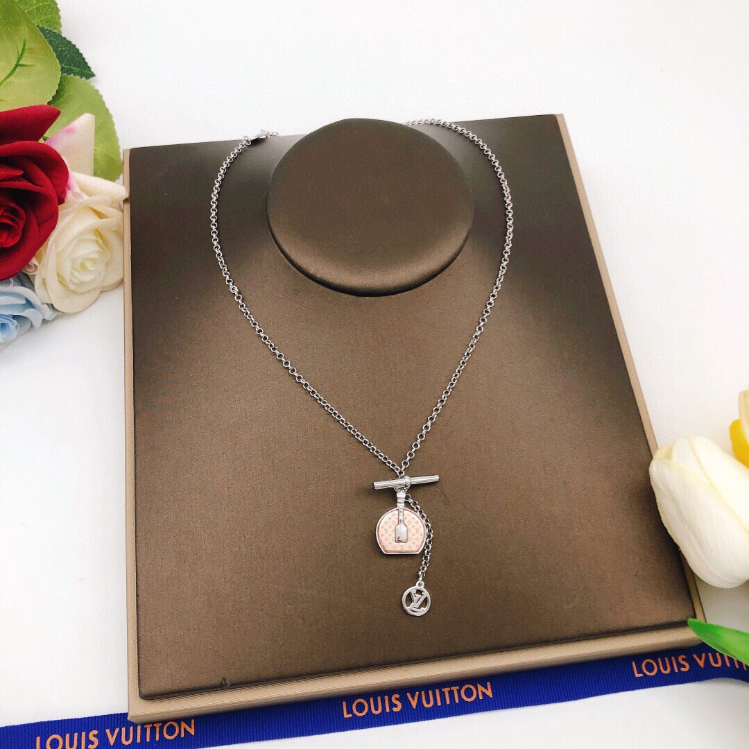 Bag Motif Pendant Necklace in Silver-Tone styled product view