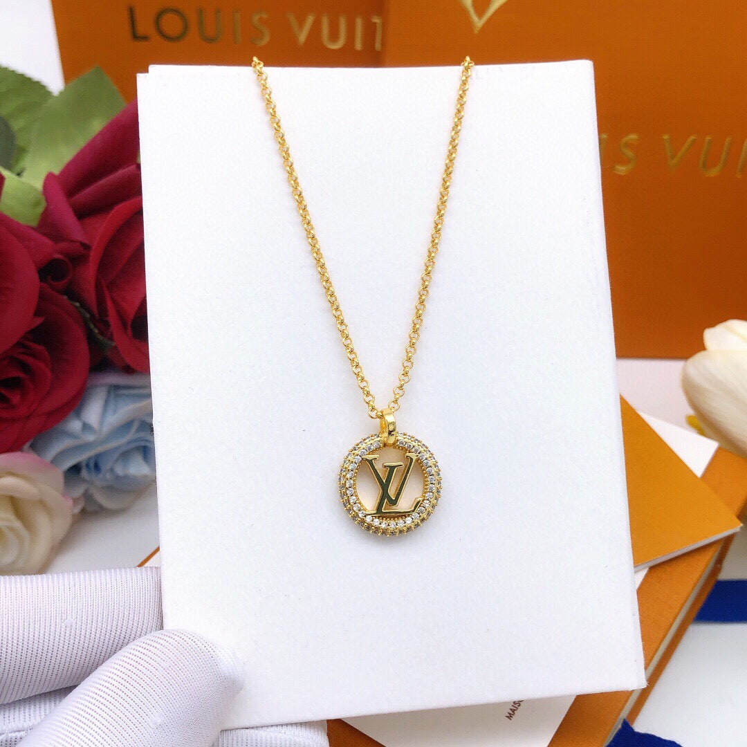 Round Pendant Necklace in Gold-Tone – Design 001 styled product view