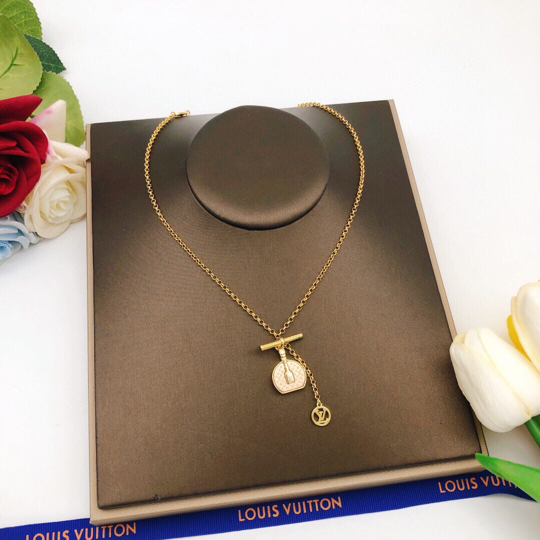 Bag Motif Pendant Necklace in Gold-Tone – Bag Detail styled product view
