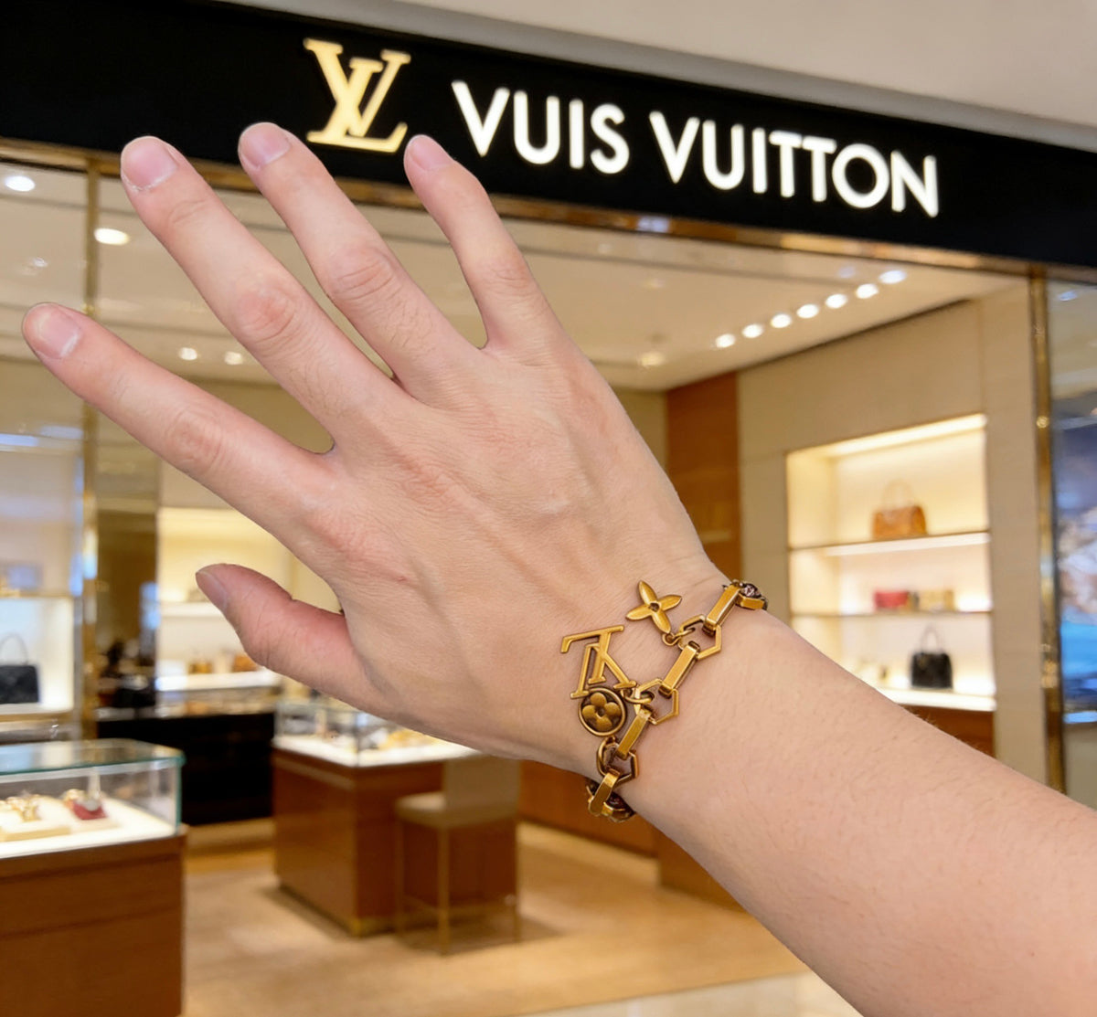 Geometric Emblem Leather-Detail Bracelet – Leather Detail – Design 003 main product view