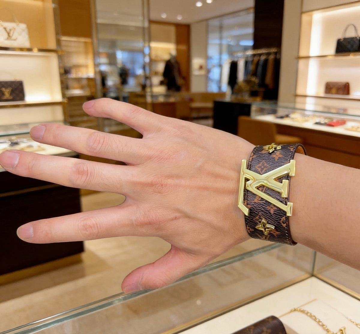 Geometric Emblem Leather-Detail Bracelet – Leather Detail main product view